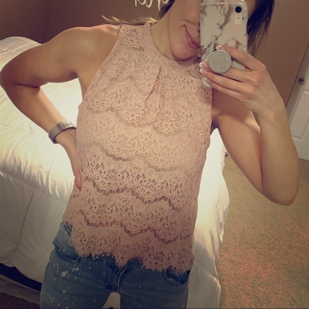 Pink lace top